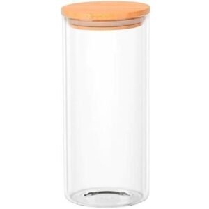 PORTA MANTIMENTO DE VIDRO C/ TAMPA BAMBU 1.3 LT