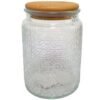 POTE VIDRO VINTAGE C/ RELEVO TAMPA DE MADEIRA 700 ML