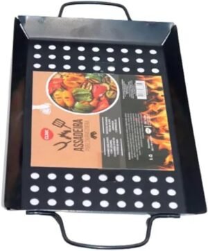 ASSADEIRA DE ACO RETANG CHURRASQUEIRA GRILL 40X20 CM - Imagem 3