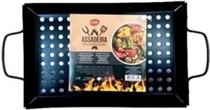 ASSADEIRA DE ACO RETANG CHURRASQUEIRA GRILL 40X20 CM