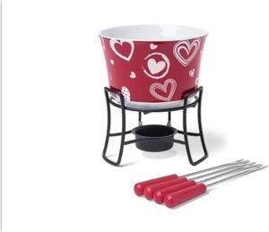 FONDUE DE CERAMICA VERMELHO CORACAO 06 PCS - Imagem 2